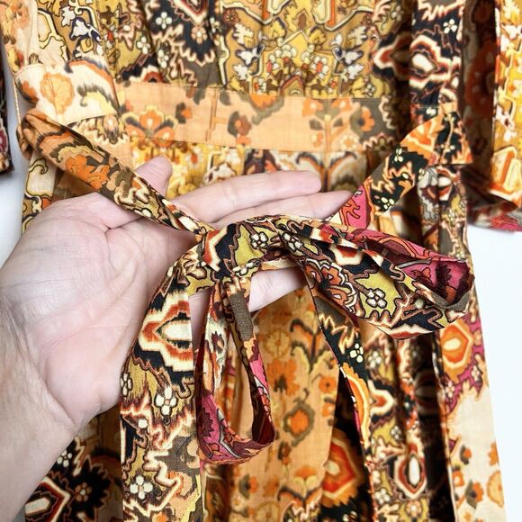 Anthro DRA Rey Romper in Sunset Origami Orange Yellow Sz XS - Picture 5 of 16